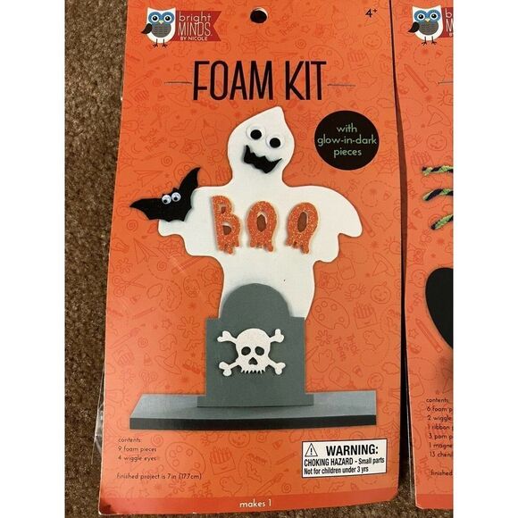Bright Minds By Nicole Foam Craft Kit Halloween Set Of 2• Ghost /Cat - Picture 2 of 7